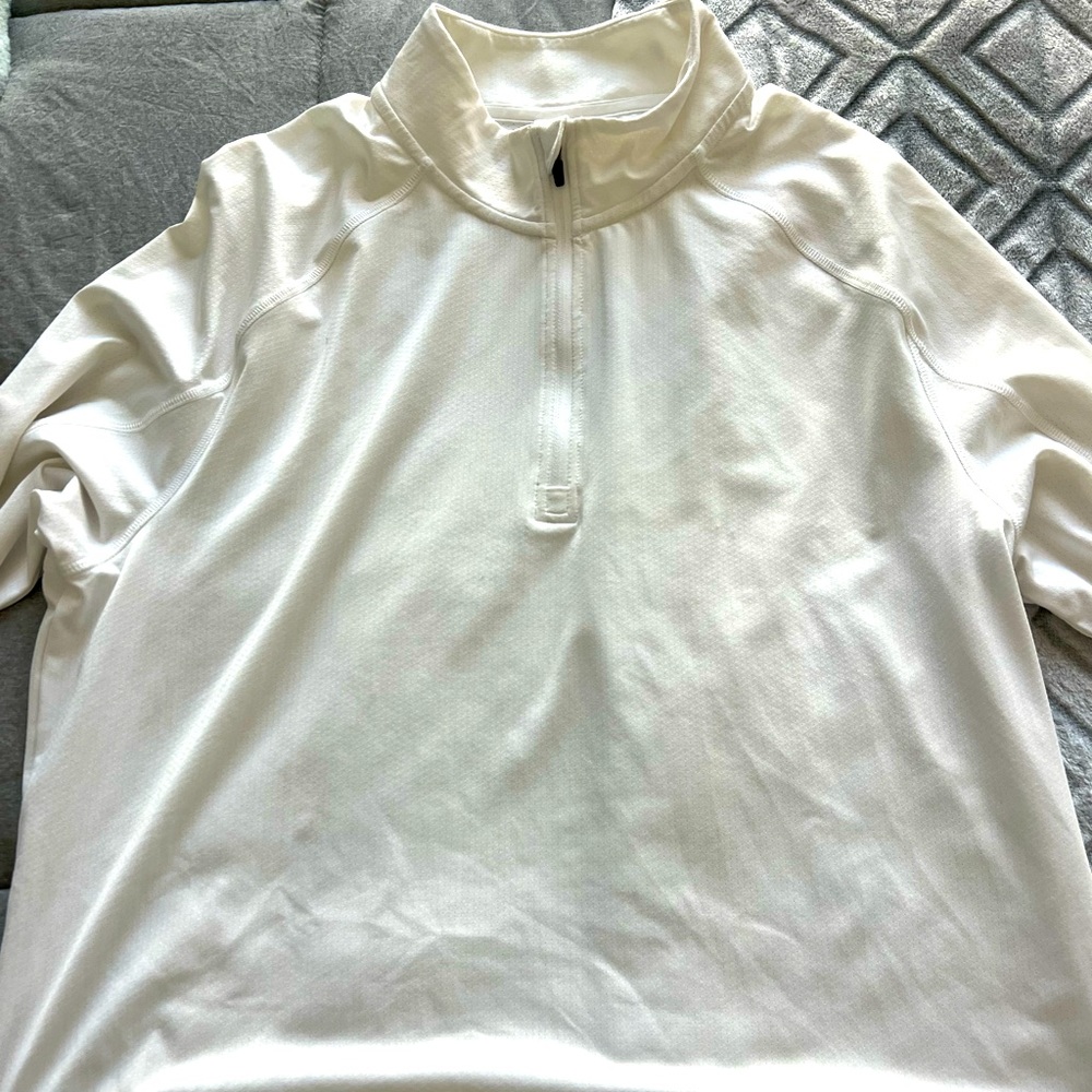 Rhône Mens 1/4 zip. White. Size Large